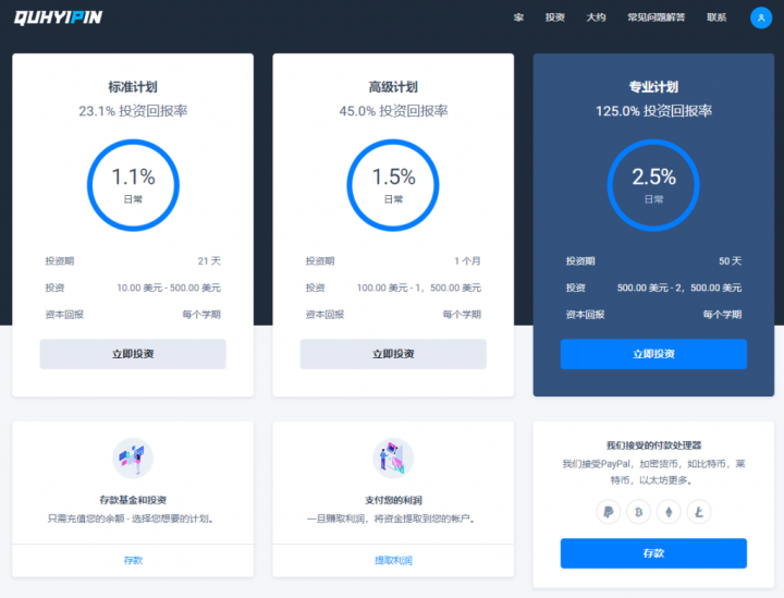 QUHYIPIN virtual coin investment disk English USDT investment financial disk blockchain financial investment dividend system source code download